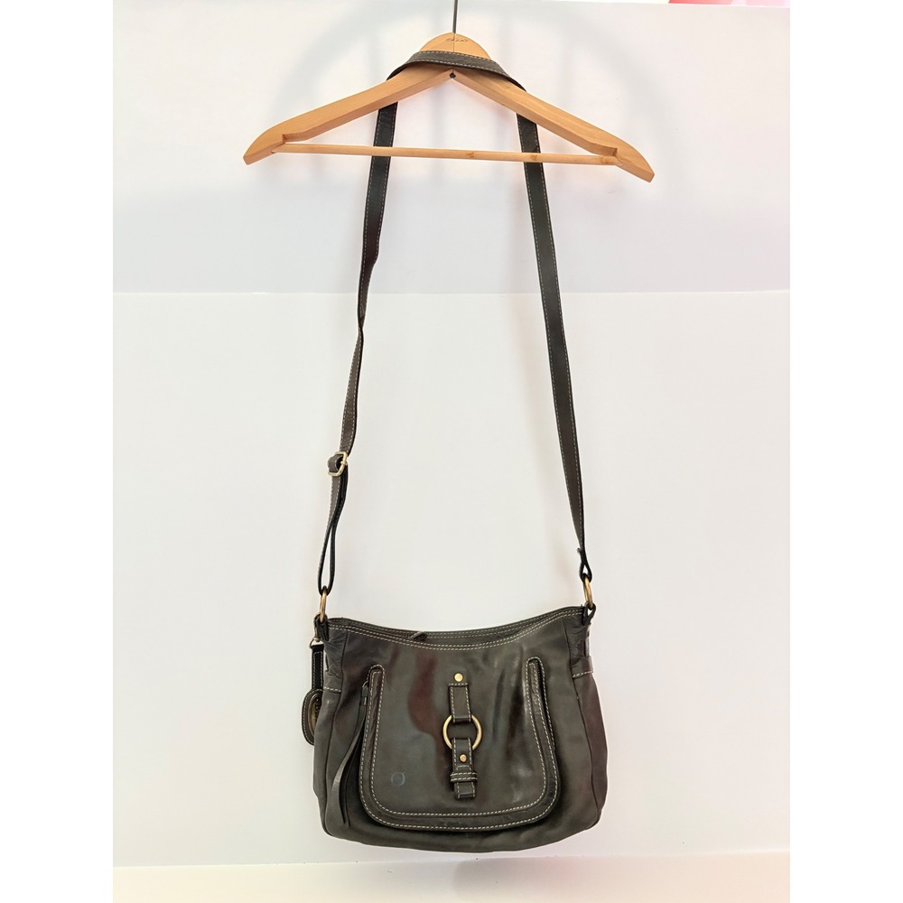 Born Crossbody Bag Womens Brown Genuine Leather Organizer Pocket Small Hook Loop
